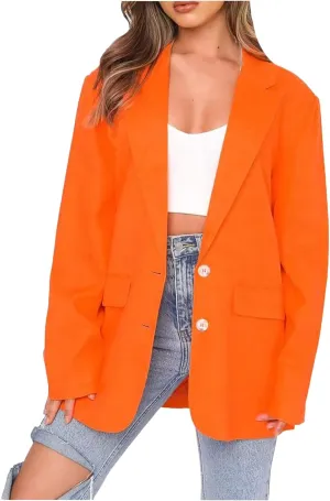 Womens Casual Blazer Jacket Oversized Long Sleeve Open Front Solid Work Office Blazer Casual Elegant Suit Jackets