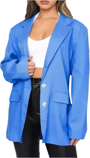 Womens Casual Blazer Jacket Oversized Long Sleeve Open Front Solid Work Office Blazer Casual Elegant Suit Jackets