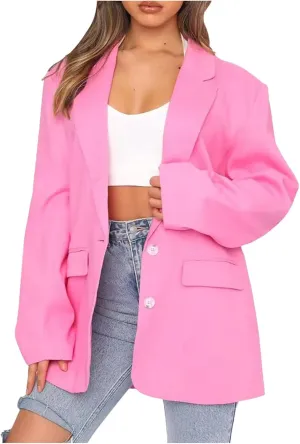 Womens Casual Blazer Jacket Oversized Long Sleeve Open Front Solid Work Office Blazer Casual Elegant Suit Jackets