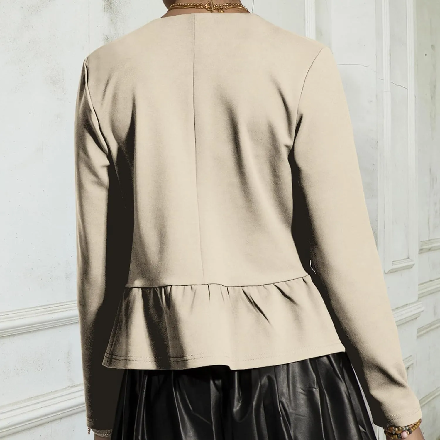 Women's Casual Blazer Trendy Casual Cropped Long Sleeve Blazer Jackets Elegant Open Front Work Office Cardigan