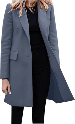 Womens Classic Formal Solid Blazers Long Sleeve Open Front Cardigans Casual Comfy Slim Jacket Work Business Clothes