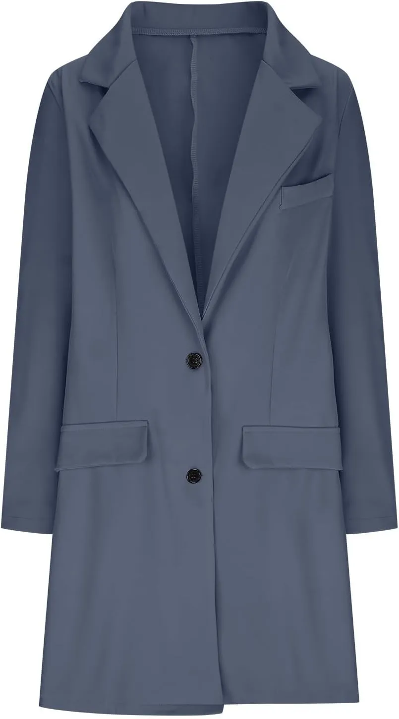 Womens Classic Formal Solid Blazers Long Sleeve Open Front Cardigans Casual Comfy Slim Jacket Work Business Clothes
