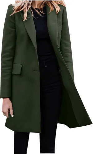 Womens Classic Formal Solid Blazers Long Sleeve Open Front Cardigans Casual Comfy Slim Jacket Work Business Clothes