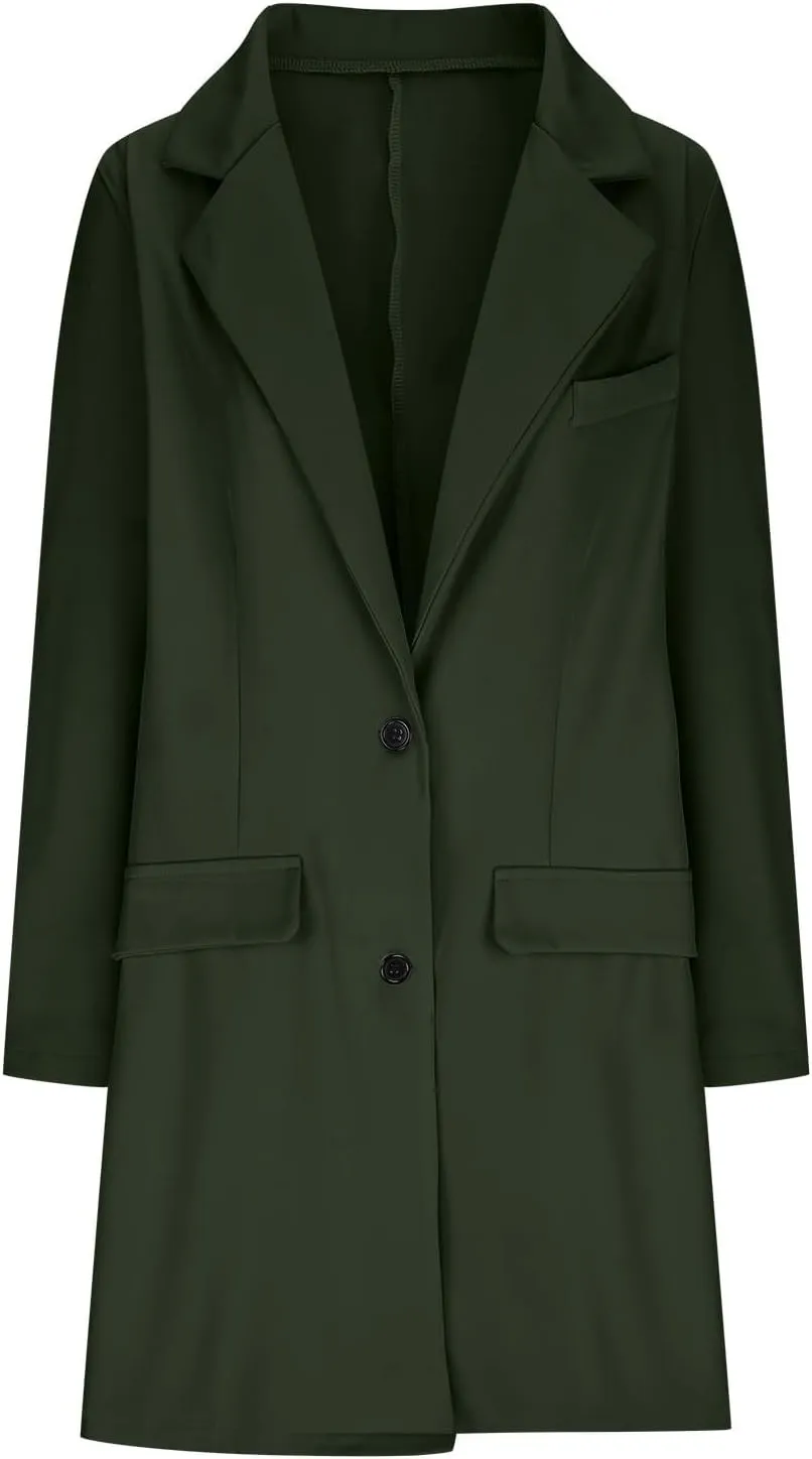 Womens Classic Formal Solid Blazers Long Sleeve Open Front Cardigans Casual Comfy Slim Jacket Work Business Clothes