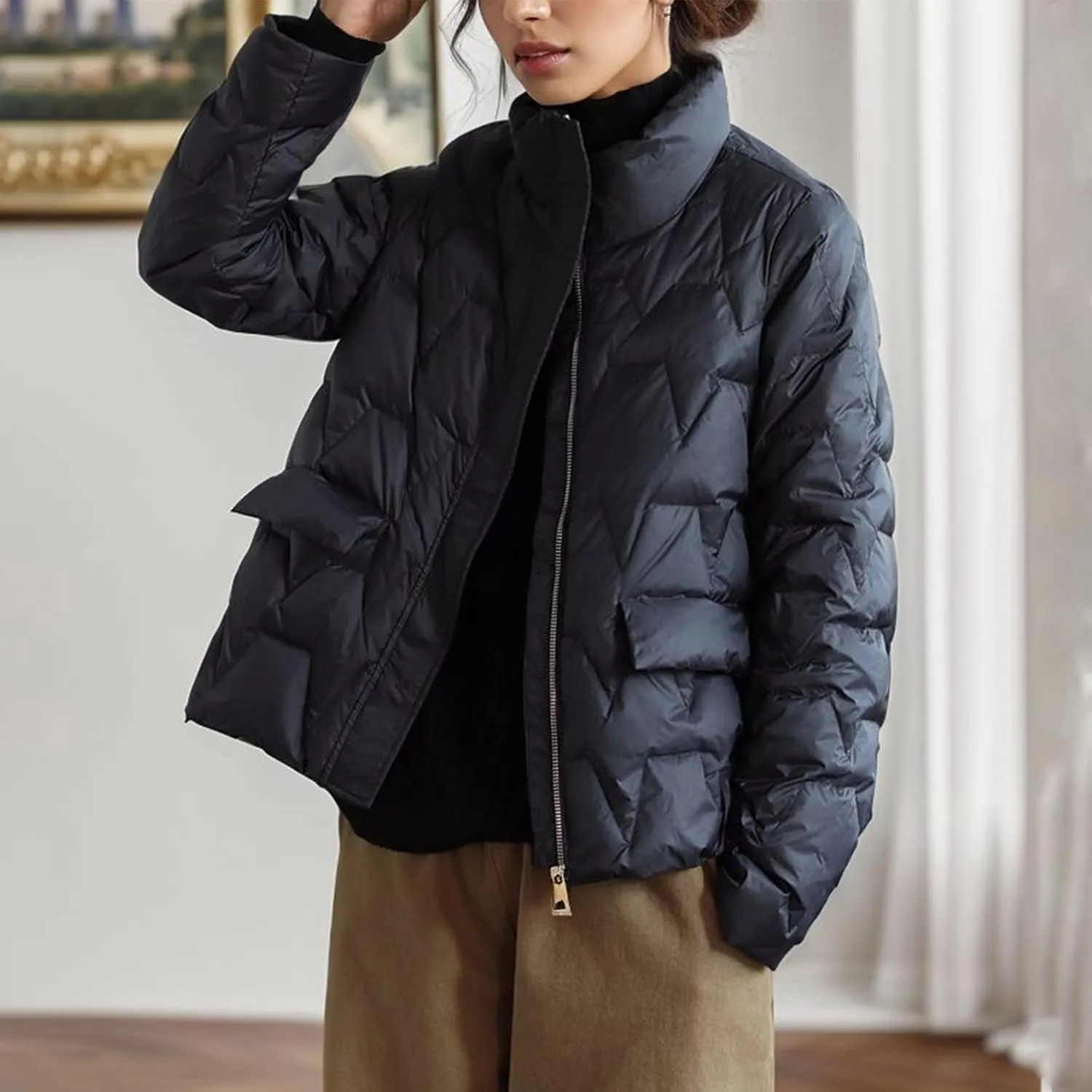 Women's Coats Winter Stand-Up Collar Down Puffer Coats Longline Padded Jacket Long Sleeve Warm Outwear