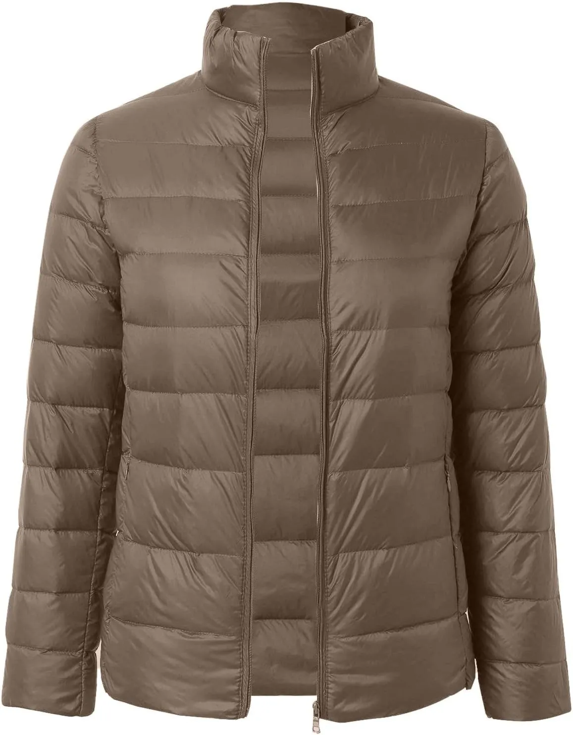 Womens Cropped Puffer Jacket Lightweight Packable Down Coat Casual Warm Zipper Long Sleeve Outwear 2024 Winter Coats