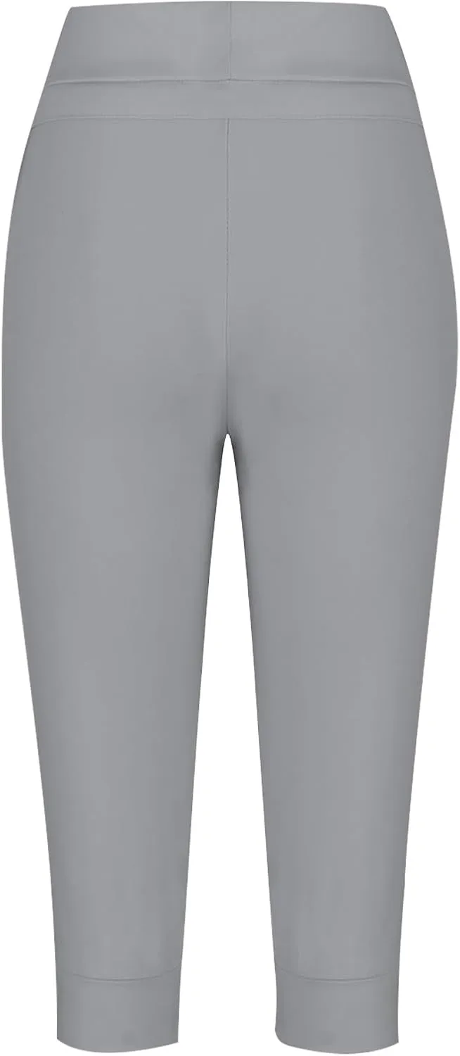 Women's Cropped Trousers Drawstring Capri Pants 3/4 Length Sweatpants Mid Waisted Yoga Pant Elastic Waist Trouser