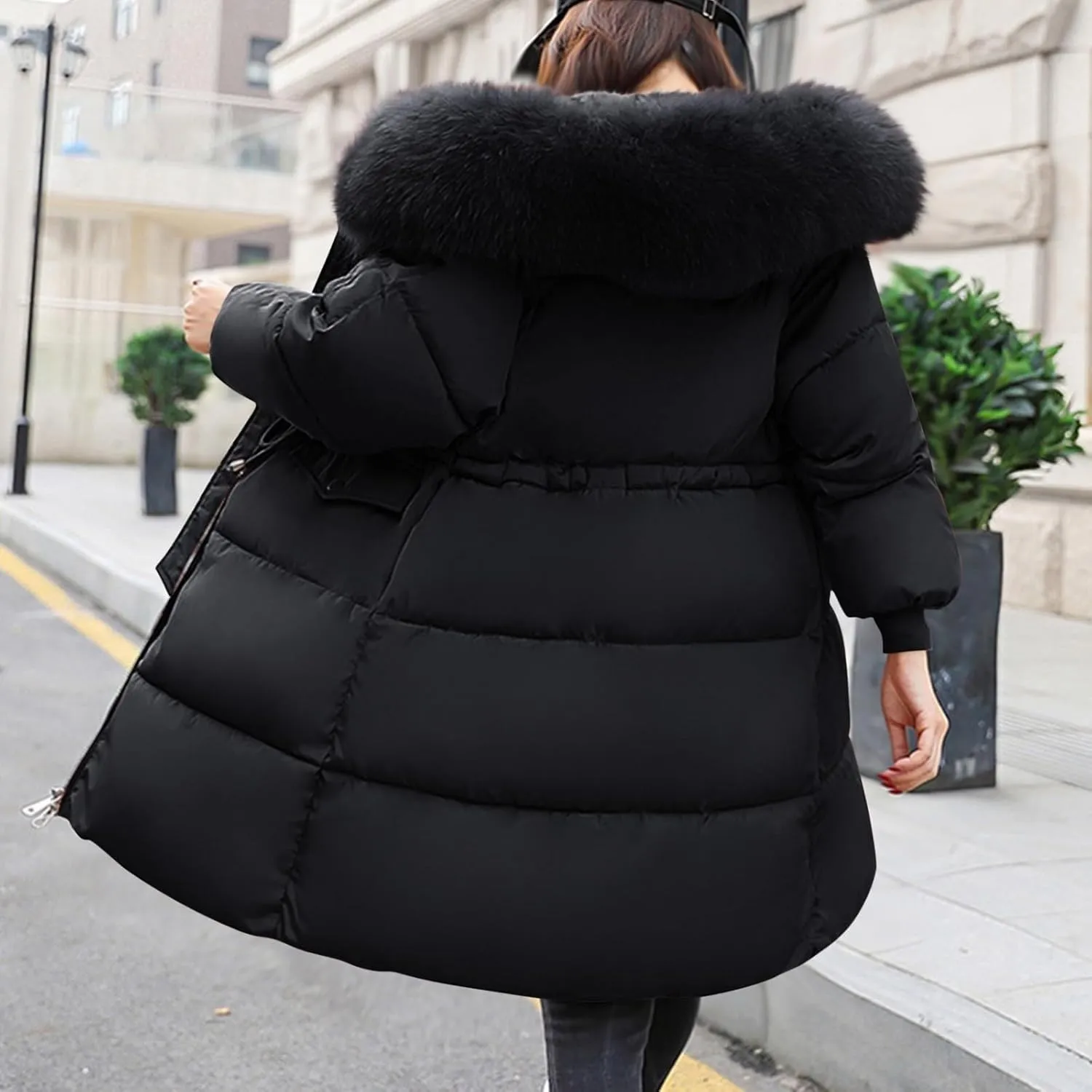 Women's Down Jacket Winter Mid Lenght Down Puffer Coats Ladies Lightweight Jackets With Hood Plus Fall