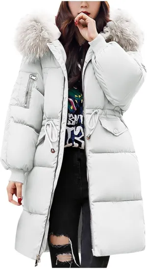 Women's Down Jacket Winter Mid Lenght Down Puffer Coats Ladies Lightweight Jackets With Hood Plus Fall
