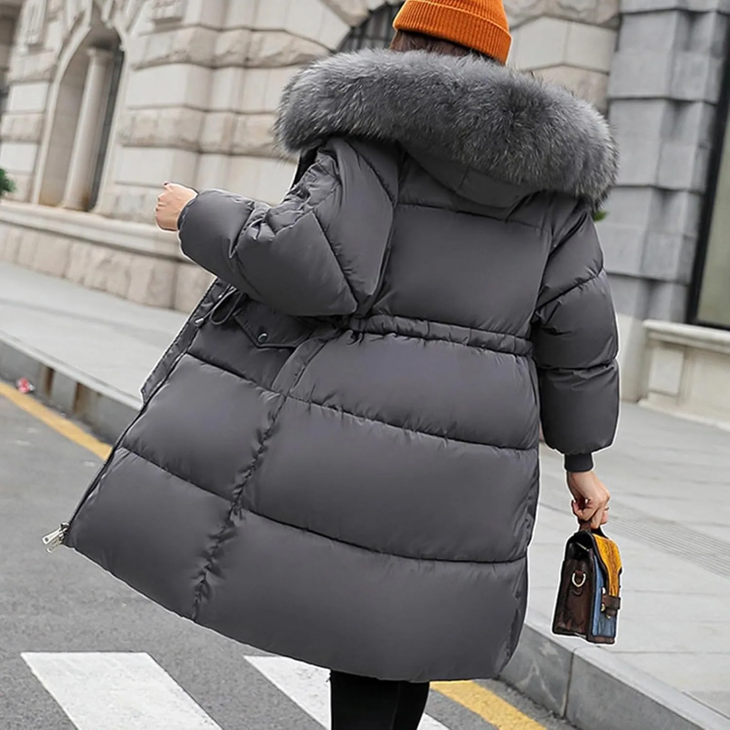Women's Down Jacket Winter Mid Lenght Down Puffer Coats Ladies Lightweight Jackets With Hood Plus Fall