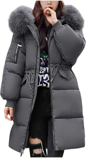 Women's Down Jacket Winter Mid Lenght Down Puffer Coats Ladies Lightweight Jackets With Hood Plus Fall
