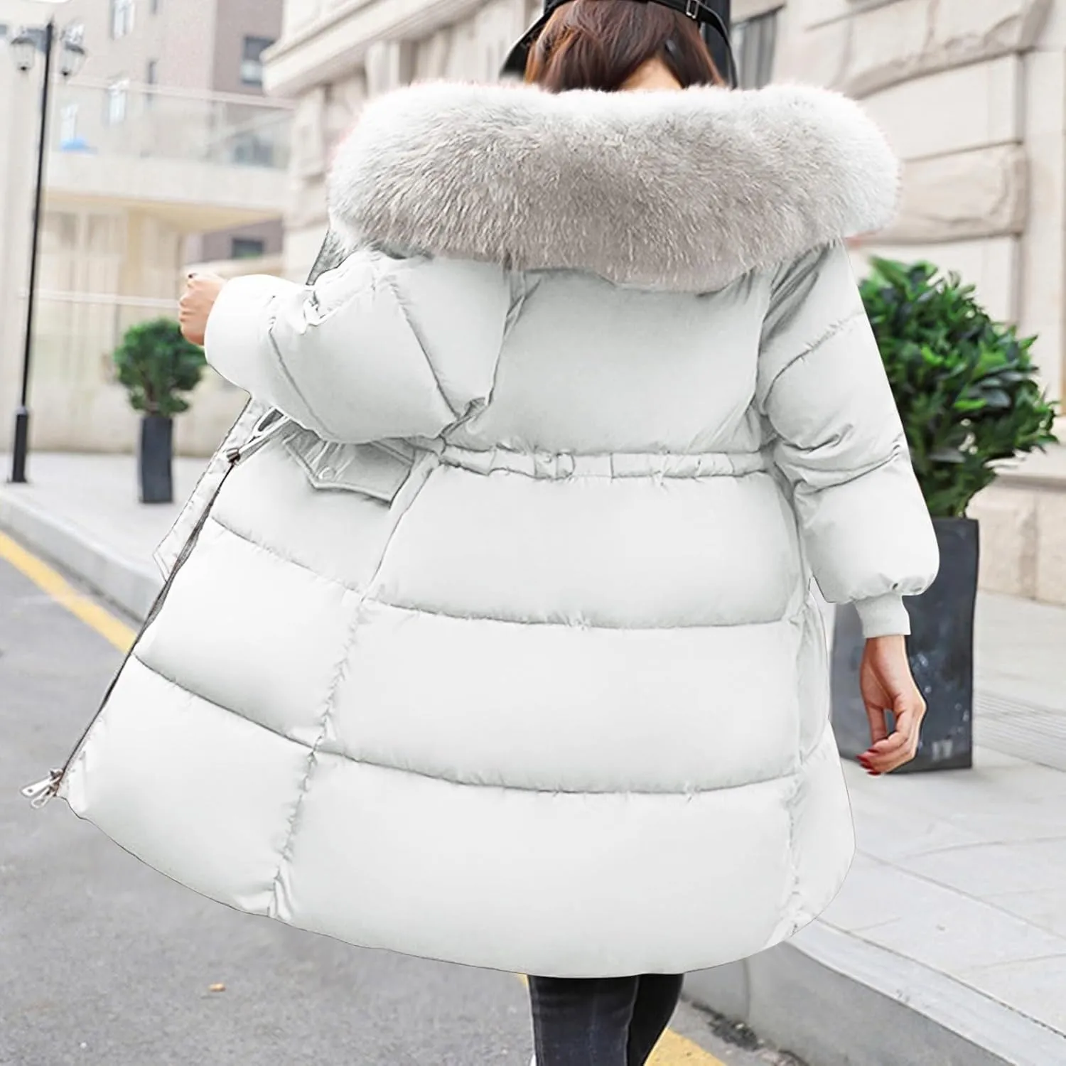 Women's Down Jacket Winter Mid Lenght Down Puffer Coats Ladies Lightweight Jackets With Hood Plus Fall