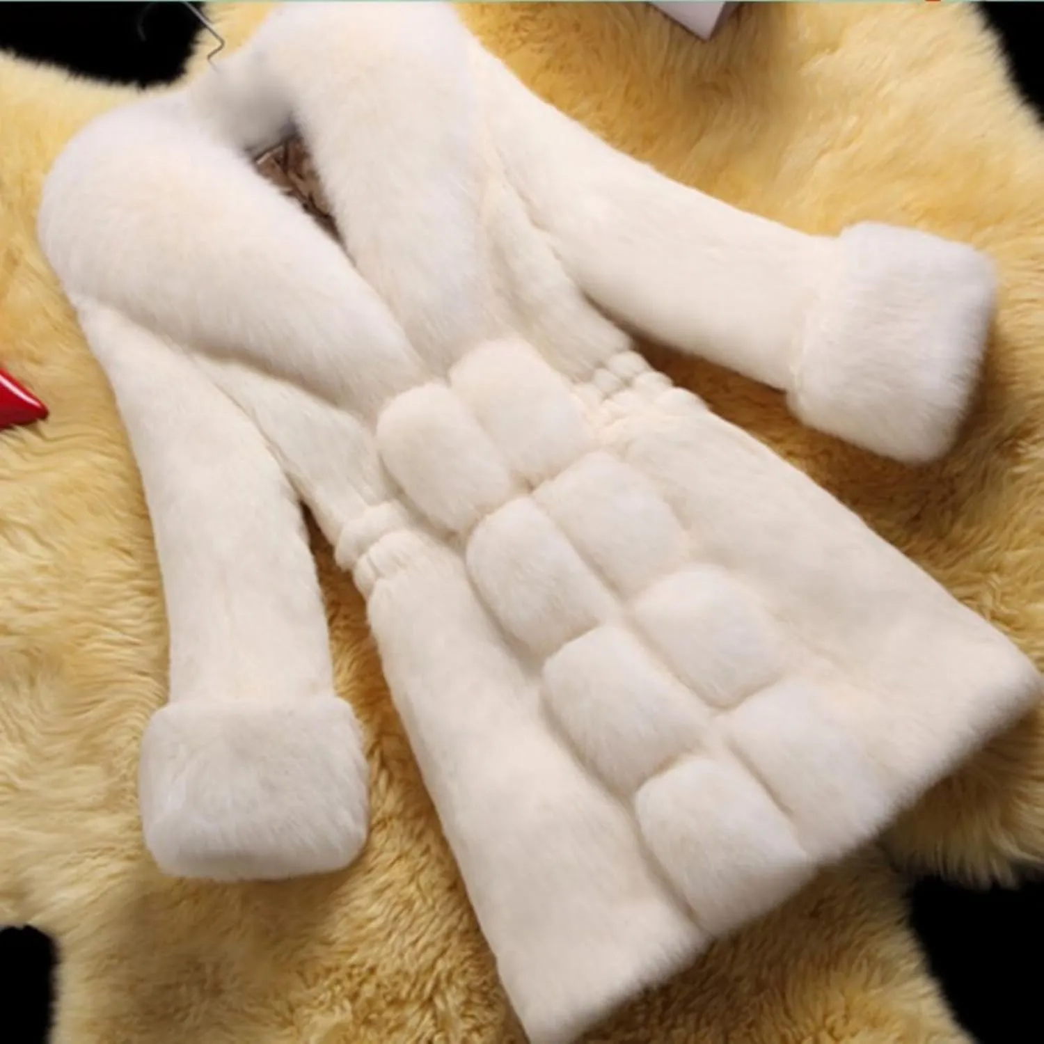 Women's Faux Fox Fur Coat Thicken Warm Fur Jacket Winter Classy Elegant Outerwear Coat Solid Slim Fit A-Line Overcoat