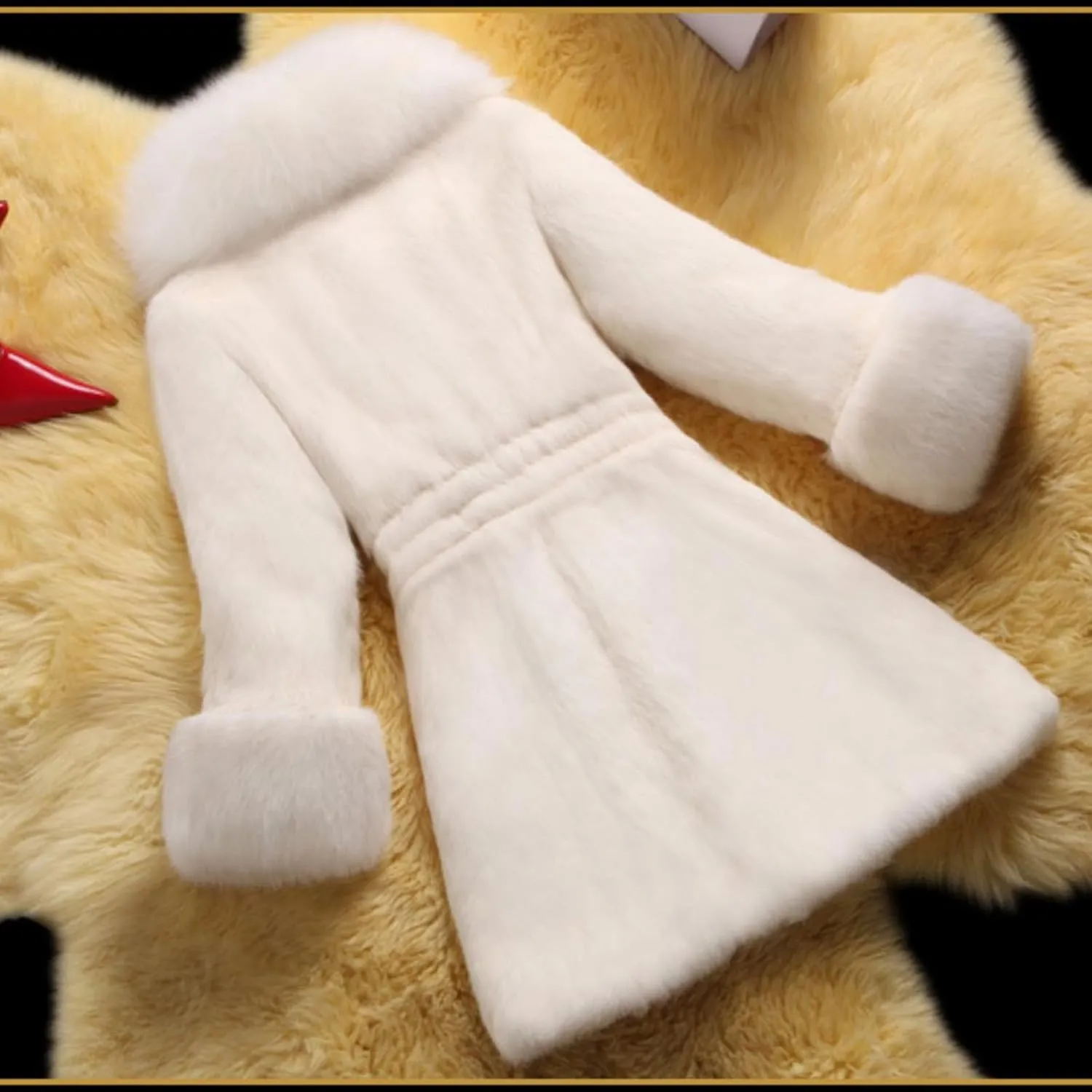 Women's Faux Fox Fur Coat Thicken Warm Fur Jacket Winter Classy Elegant Outerwear Coat Solid Slim Fit A-Line Overcoat