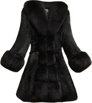 Women's Faux Fox Fur Coat Thicken Warm Fur Jacket Winter Classy Elegant Outerwear Coat Solid Slim Fit A-Line Overcoat