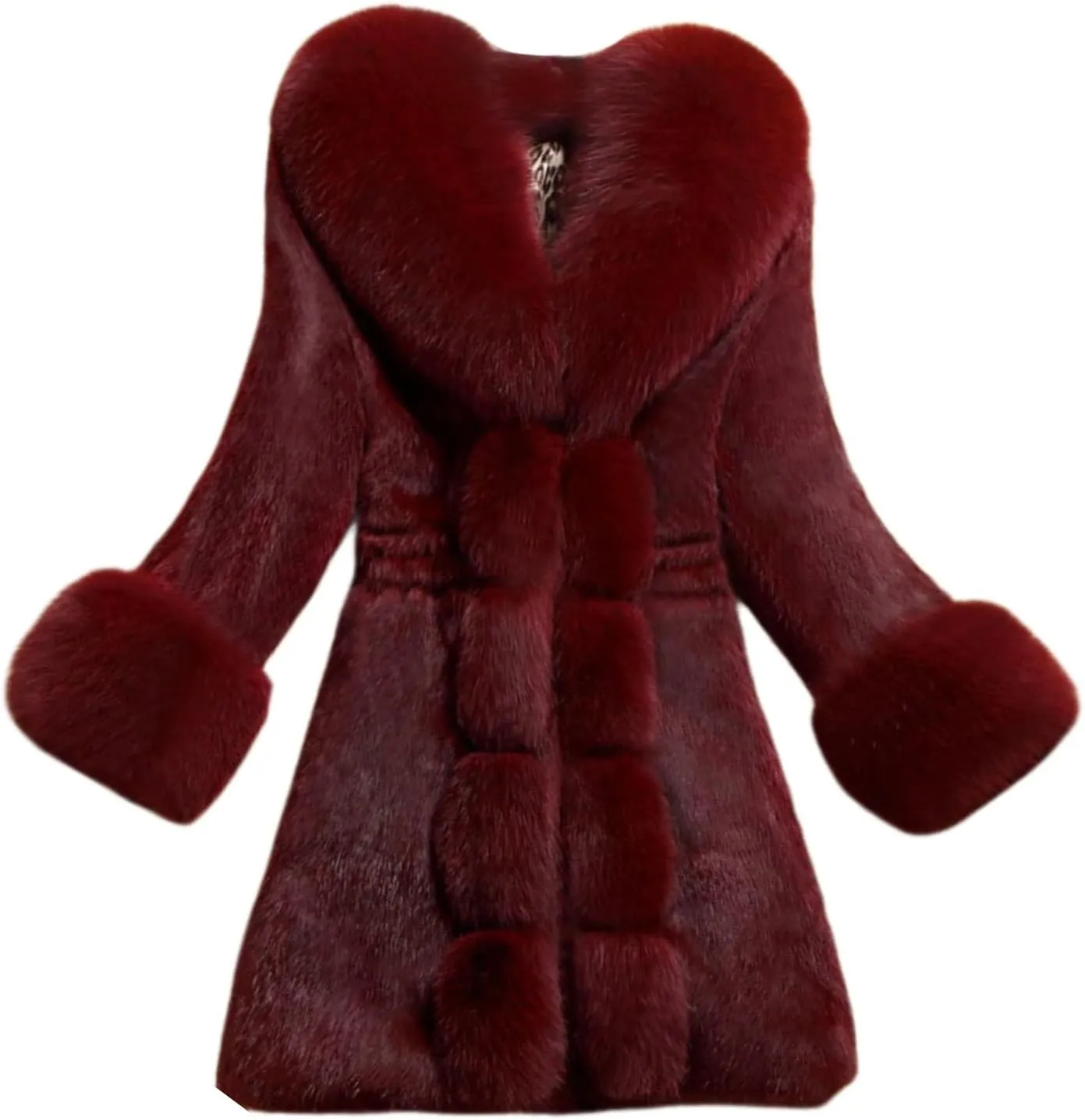 Women's Faux Fox Fur Coat Thicken Warm Fur Jacket Winter Classy Elegant Outerwear Coat Solid Slim Fit A-Line Overcoat