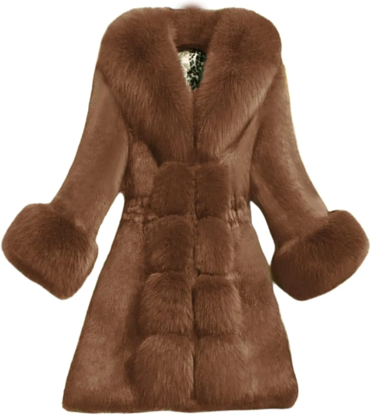 Women's Faux Fox Fur Coat Thicken Warm Fur Jacket Winter Classy Elegant Outerwear Coat Solid Slim Fit A-Line Overcoat