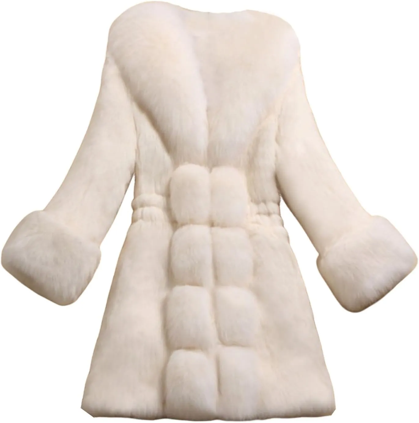 Women's Faux Fox Fur Coat Thicken Warm Fur Jacket Winter Classy Elegant Outerwear Coat Solid Slim Fit A-Line Overcoat