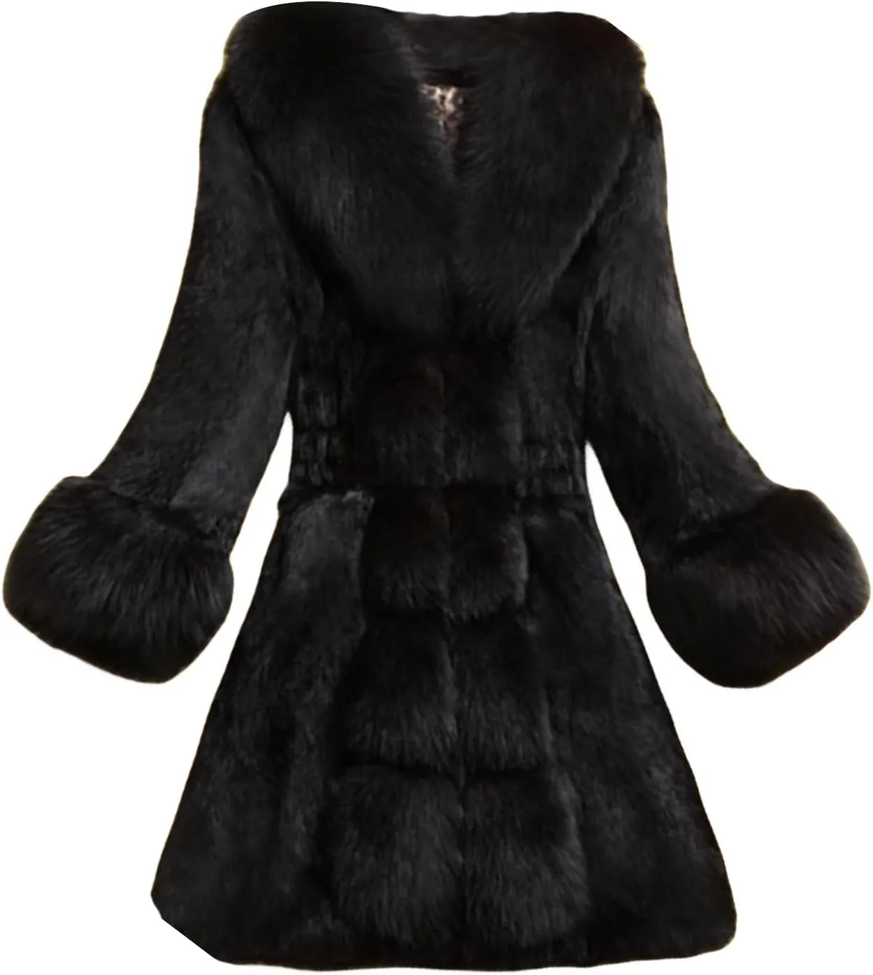 Women's Faux Fox Fur Coat Thicken Warm Fur Jacket Winter Classy Elegant Outerwear Coat Solid Slim Fit A-Line Overcoat