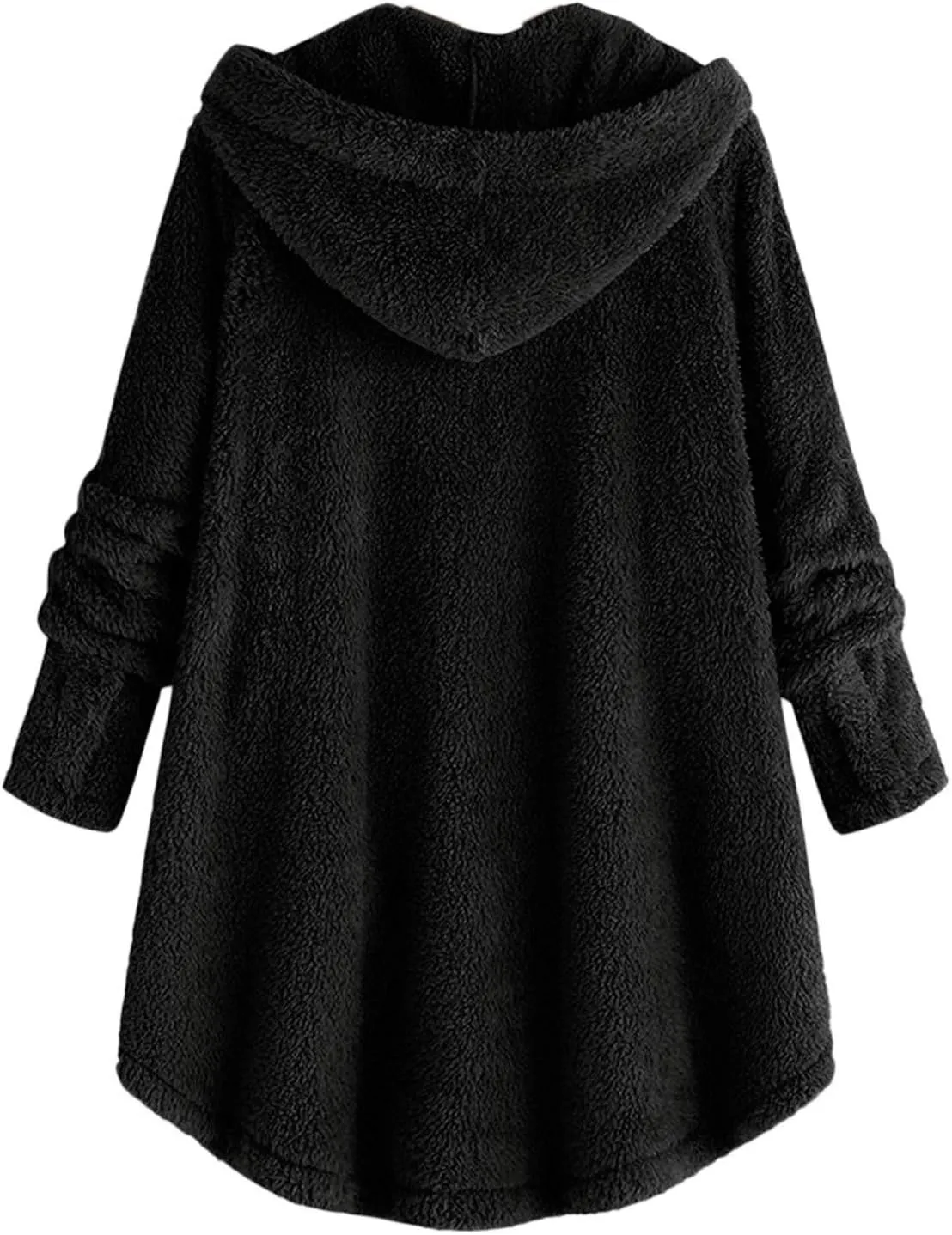 Women's Fleece Jackets Sherpa Winter Hooded Fuzzy Coat Oversized Button Down Cardigan Open Front Outwear with Pockets