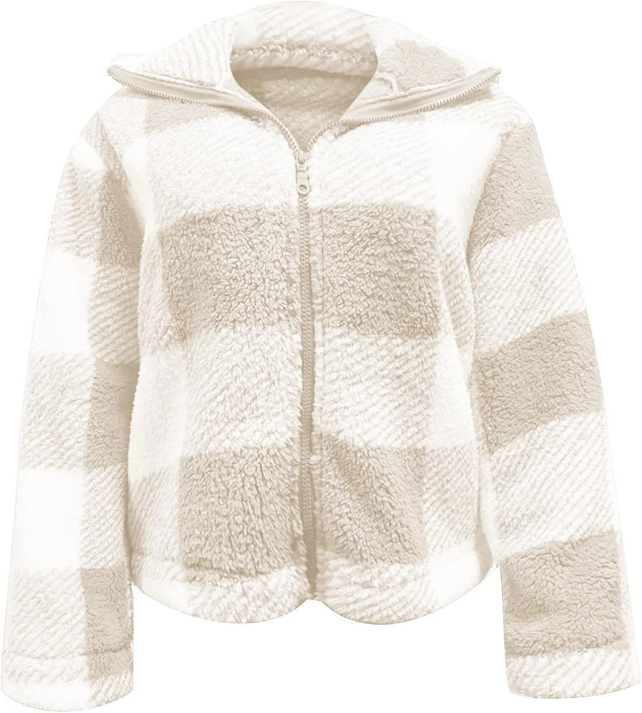 Womens Fleece Shacket Jacket 2024 Full Zip Up Lapel Casual Outfits Plaid Cropped Jackets Thermal Fall Outerwear Tops