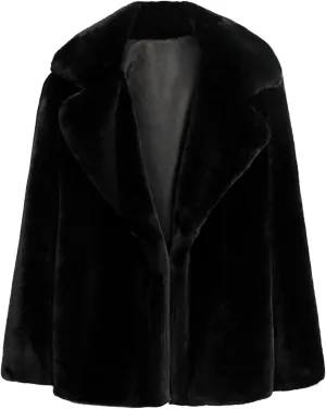 Womens Fuzzy Fleece Coats Thicken Warm Winter Coats Soft Comfy Long Sleeve Lapel Overcoat 2024 Fashion Cropped Outwear
