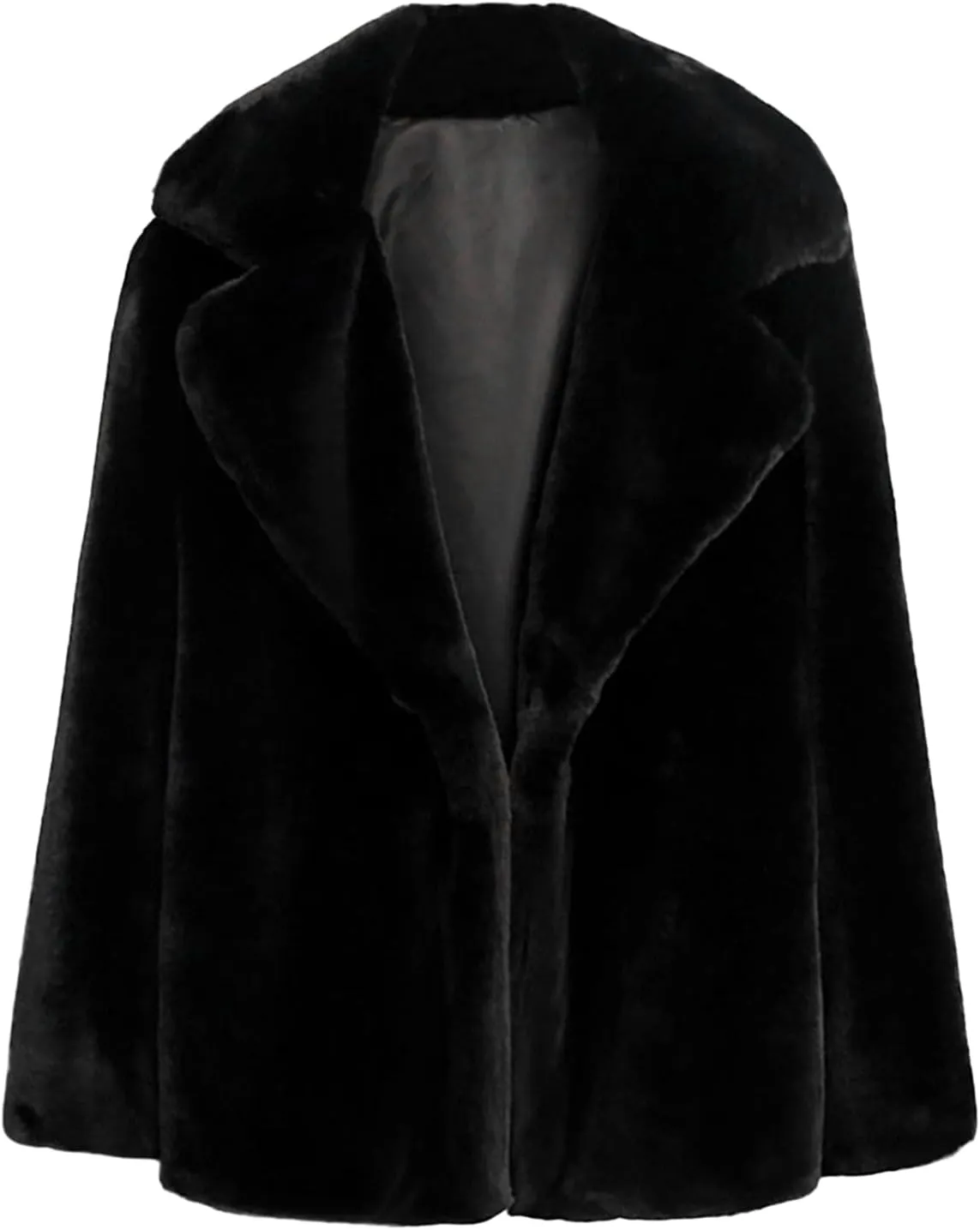 Womens Fuzzy Fleece Coats Thicken Warm Winter Coats Soft Comfy Long Sleeve Lapel Overcoat 2024 Fashion Cropped Outwear
