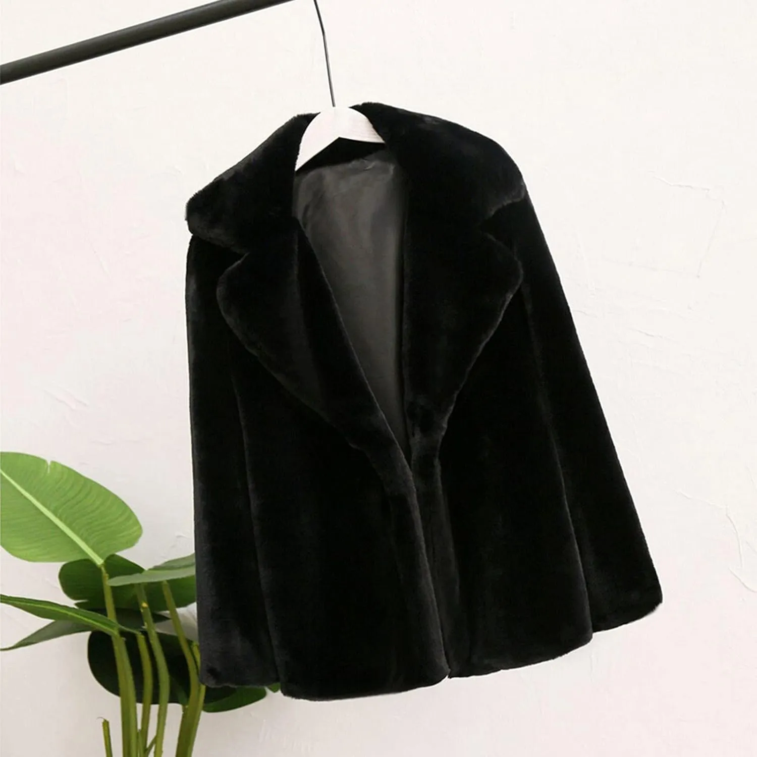 Womens Fuzzy Fleece Coats Thicken Warm Winter Coats Soft Comfy Long Sleeve Lapel Overcoat 2024 Fashion Cropped Outwear