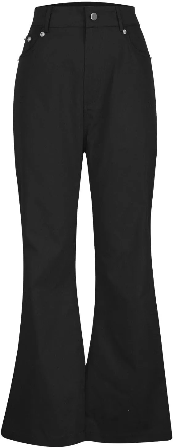 Women's High Waisted Flare Jeans Faux Denim Dress Pants Trendy Pull On Office Work Pants Stretchy Pull On with Pockets