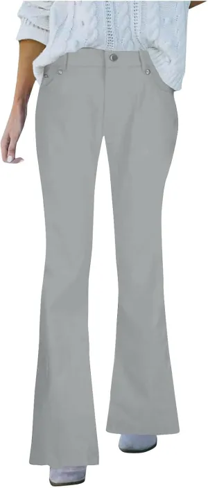 Women's High Waisted Flare Jeans Faux Denim Dress Pants Trendy Pull On Office Work Pants Stretchy Pull On with Pockets