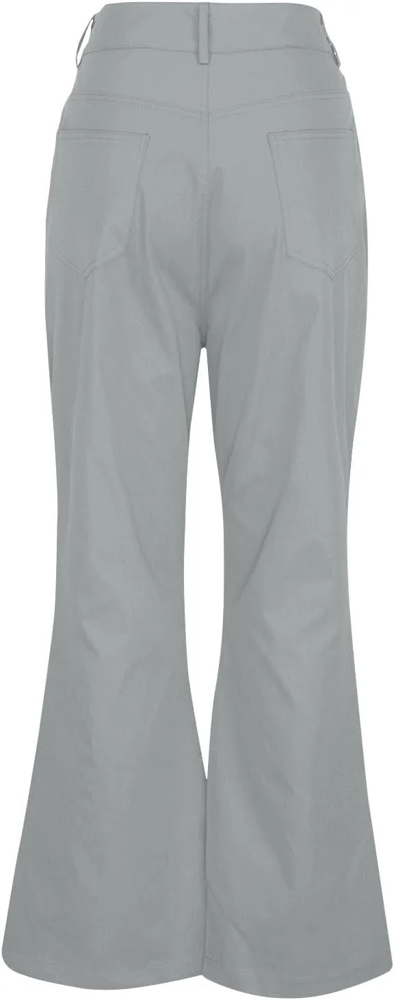 Women's High Waisted Flare Jeans Faux Denim Dress Pants Trendy Pull On Office Work Pants Stretchy Pull On with Pockets