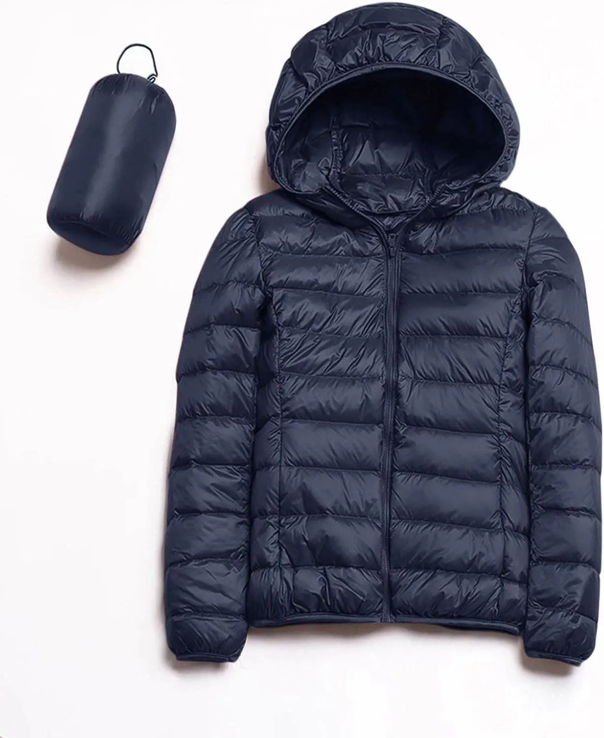 Womens Hooded Puffer Jacket Warm Lightweight Long Sleeve Down Coat Slim Cropped Zipper Outwear 2024 Trendy Winter Coats
