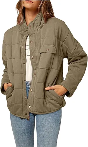 Women's Lightweight Down Coat Solid Long Sleeve Full Zipper Oversized Packable Short Puffer Jackets Fashion Short Down Coats