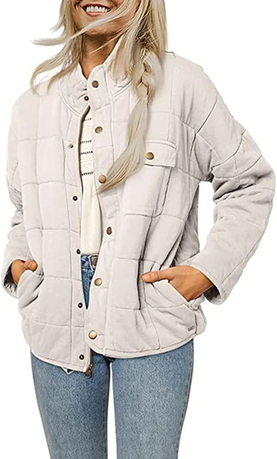 Women's Lightweight Down Coat Solid Long Sleeve Full Zipper Oversized Packable Short Puffer Jackets Fashion Short Down Coats