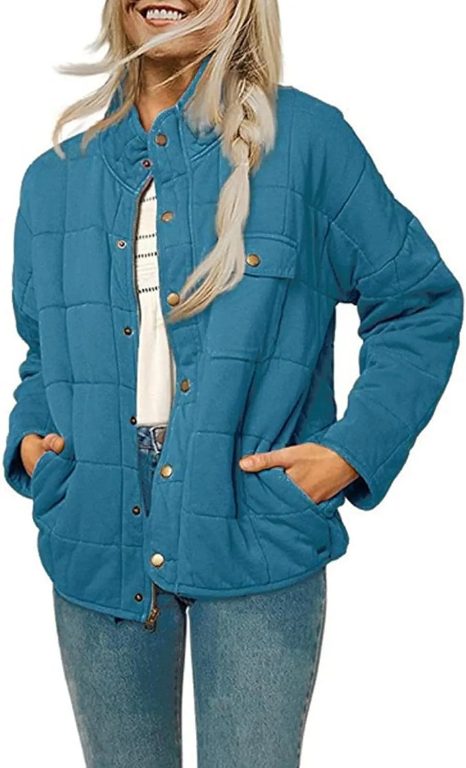 Women's Lightweight Down Coat Solid Long Sleeve Full Zipper Oversized Packable Short Puffer Jackets Fashion Short Down Coats