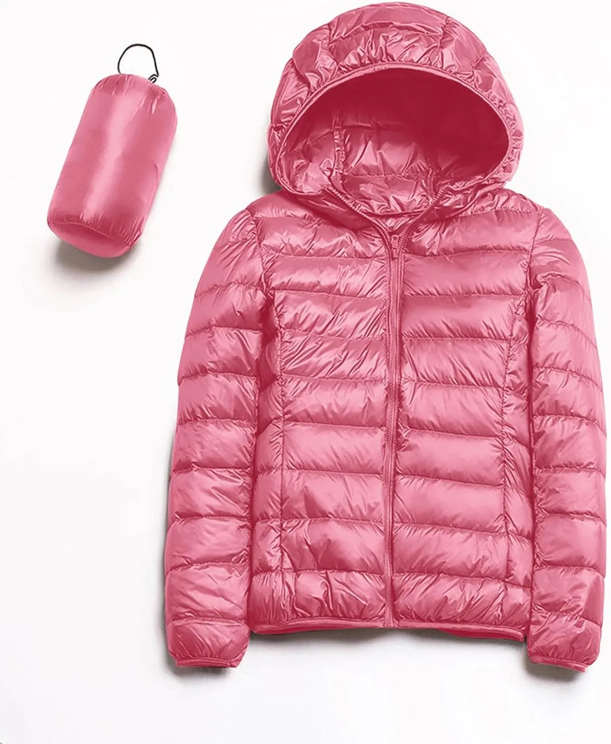 Women's Lightweight Packable Down Jacket Quilted Puffer Coat with Hood Light Weight Short Down Jacket