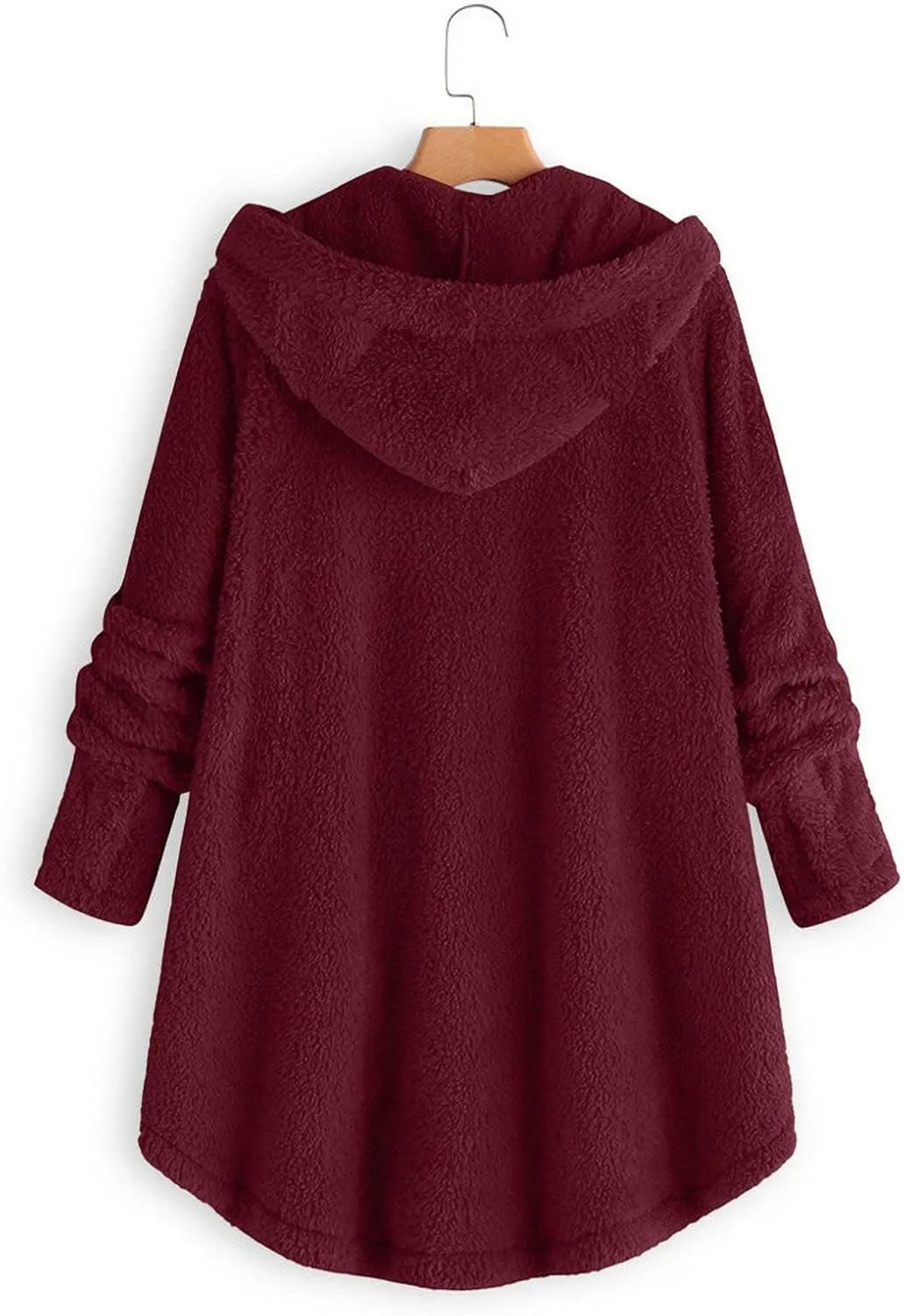 Womens Long Fleece Jackets Winter Hooded Coats Oversized Button Down Cardigan Sweater Warm Soft Jacket with Pockets