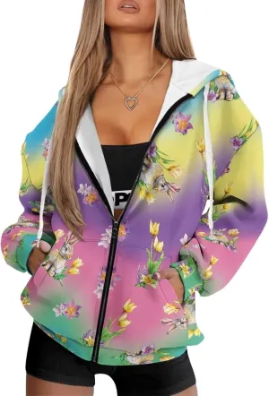 Womens Oversized Hoodies Zip Up Loose Sports Sweatshirt Coat with Pocket Lightweight Plus Size Hoodies Jackets