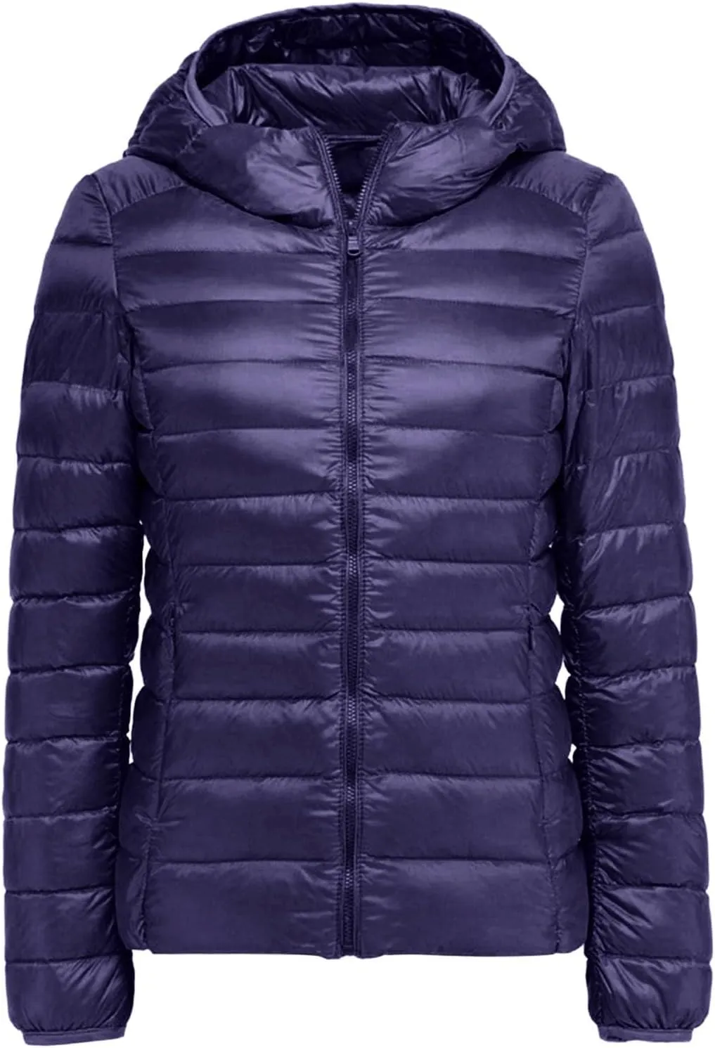 Women's Packable Down Jacket Lightweight Puffer Jacket Winter Warm Puffer Coat Slim Fit Hooded Jacket Duck Down Coat