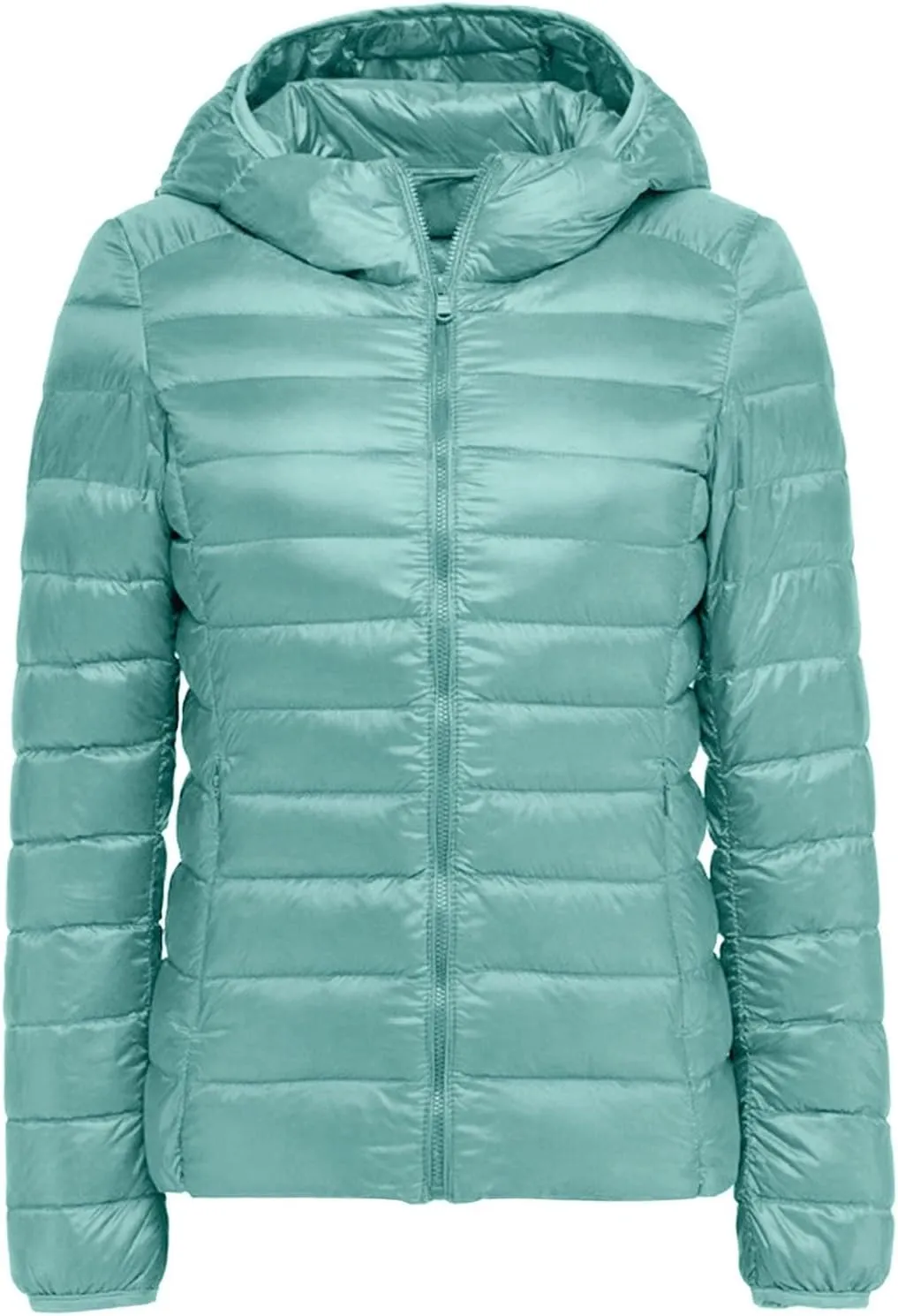 Women's Packable Down Jacket Lightweight Puffer Jacket Winter Warm Puffer Coat Slim Fit Hooded Jacket Duck Down Coat