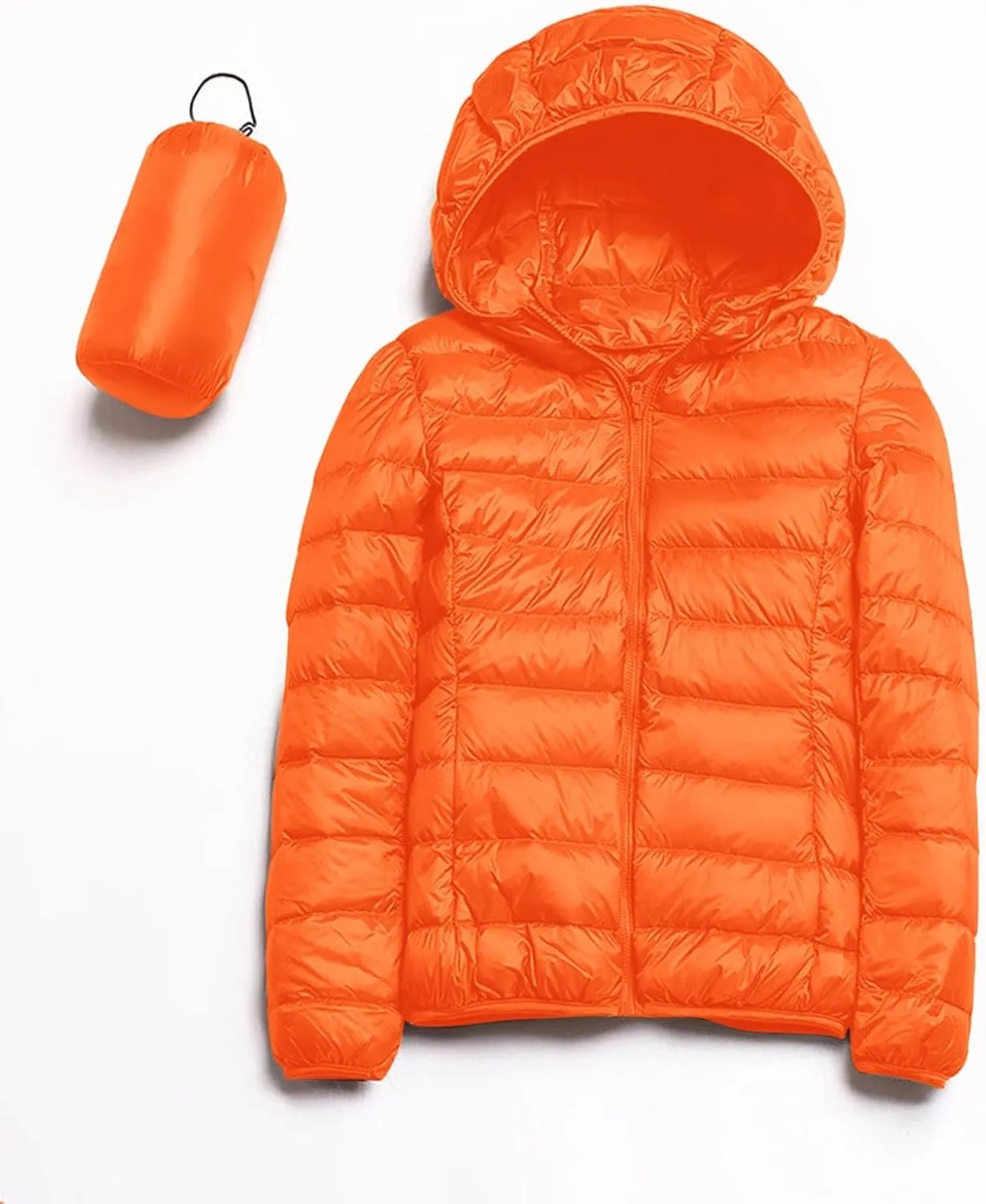 Women's Packable Down Jacket Lightweight Puffer Jacket Winter Warm Puffer Coat Slim Fit Hooded Jacket Duck Down Coat
