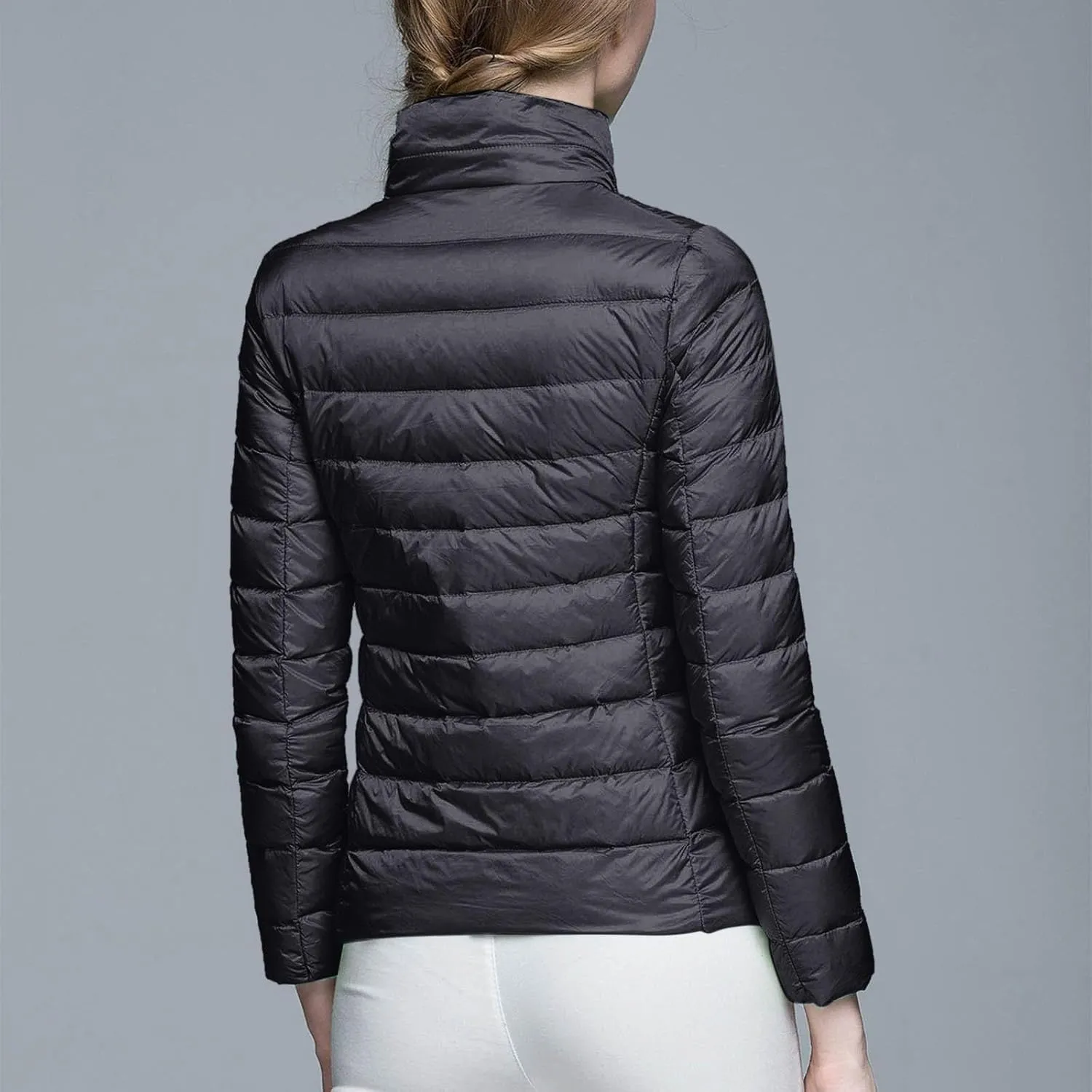 Women's Packable Puffer Jacket Lightweight Down Jacket Winter Warm Slim Fit Duck Down Coats Quilted Full-Zip Outwear
