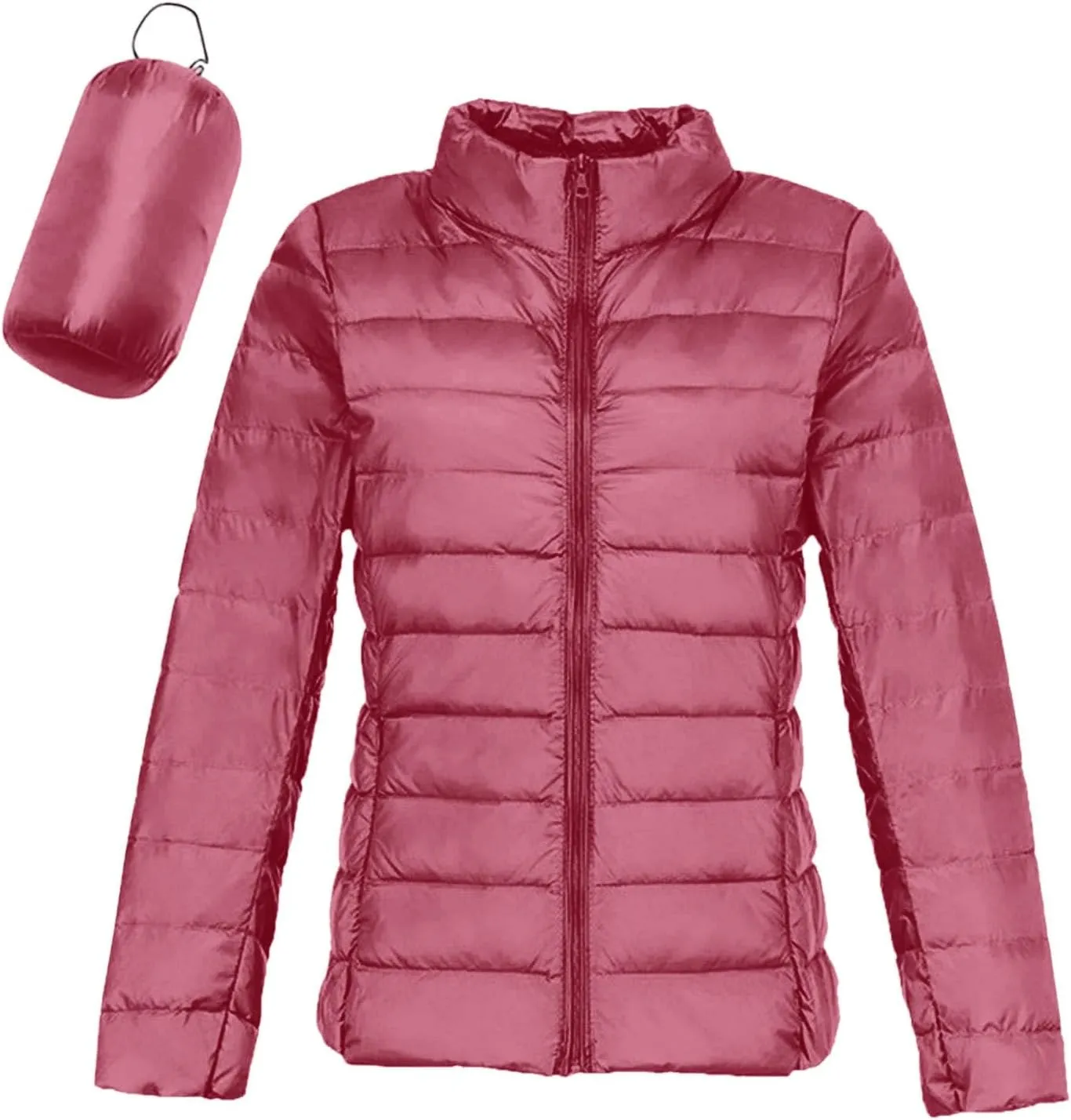 Women's Packable Puffer Jacket Lightweight Down Jacket Winter Warm Slim Fit Duck Down Coats Quilted Full-Zip Outwear