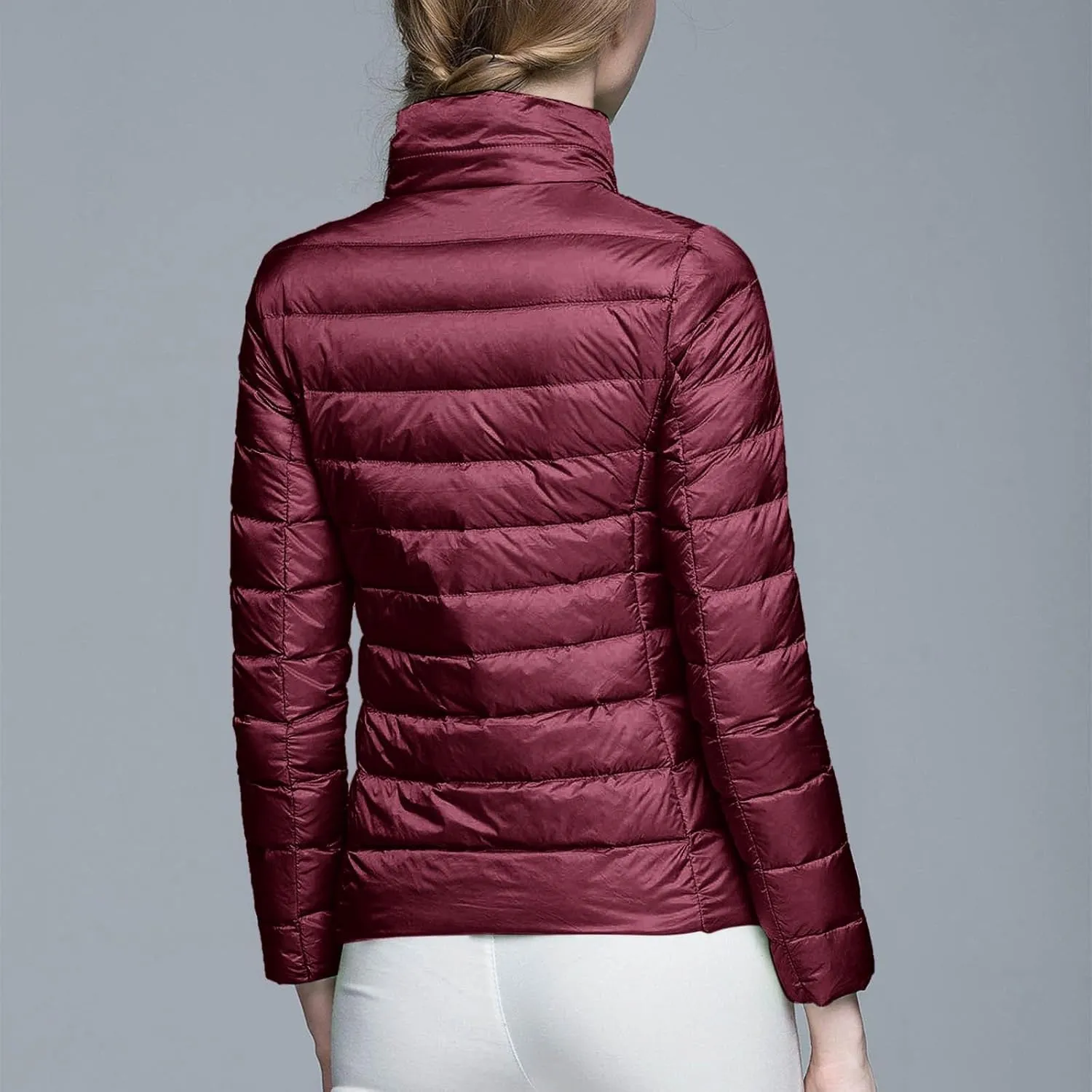 Women's Packable Puffer Jacket Lightweight Down Jacket Winter Warm Slim Fit Duck Down Coats Quilted Full-Zip Outwear