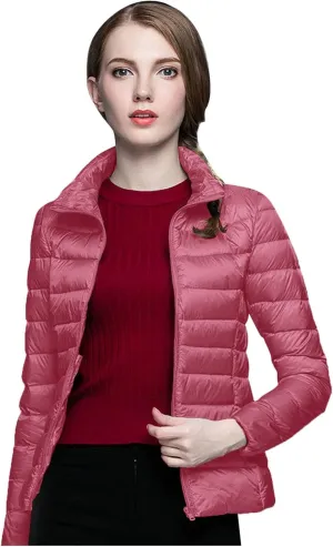 Women's Packable Puffer Jacket Lightweight Down Jacket Winter Warm Slim Fit Duck Down Coats Quilted Full-Zip Outwear