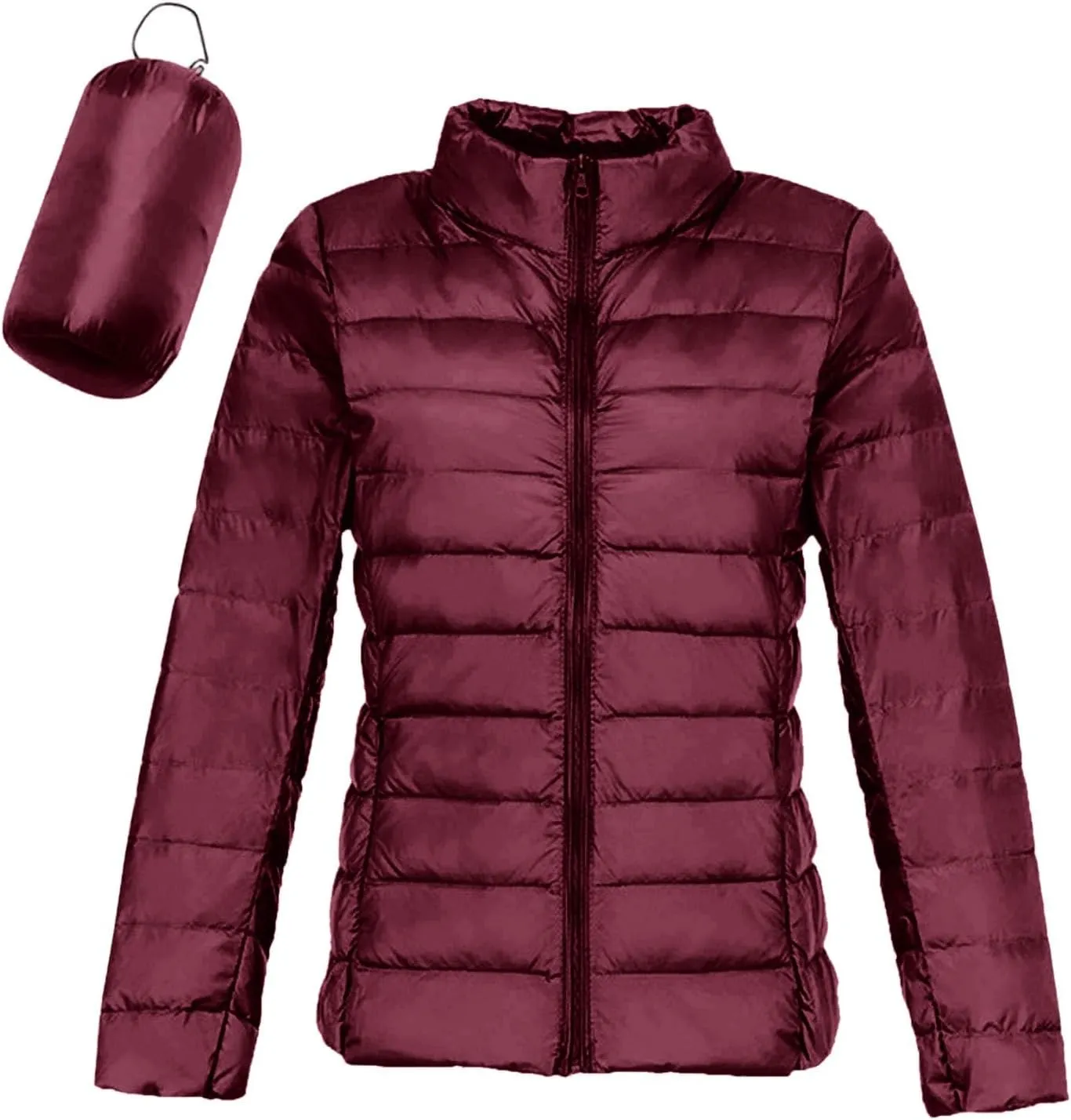 Women's Packable Puffer Jacket Lightweight Down Jacket Winter Warm Slim Fit Duck Down Coats Quilted Full-Zip Outwear