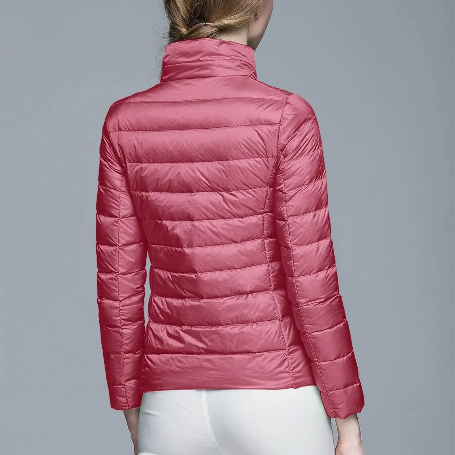 Women's Packable Puffer Jacket Lightweight Down Jacket Winter Warm Slim Fit Duck Down Coats Quilted Full-Zip Outwear