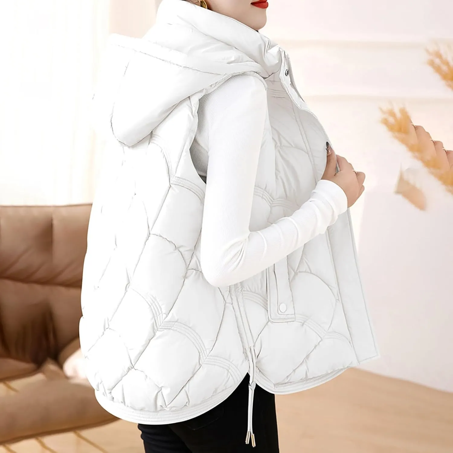 Women's Puffer Jacket Packable Quilted Lightweight Down Parka Plus Size Short Bubble Coat Light Winter Hooded Coat