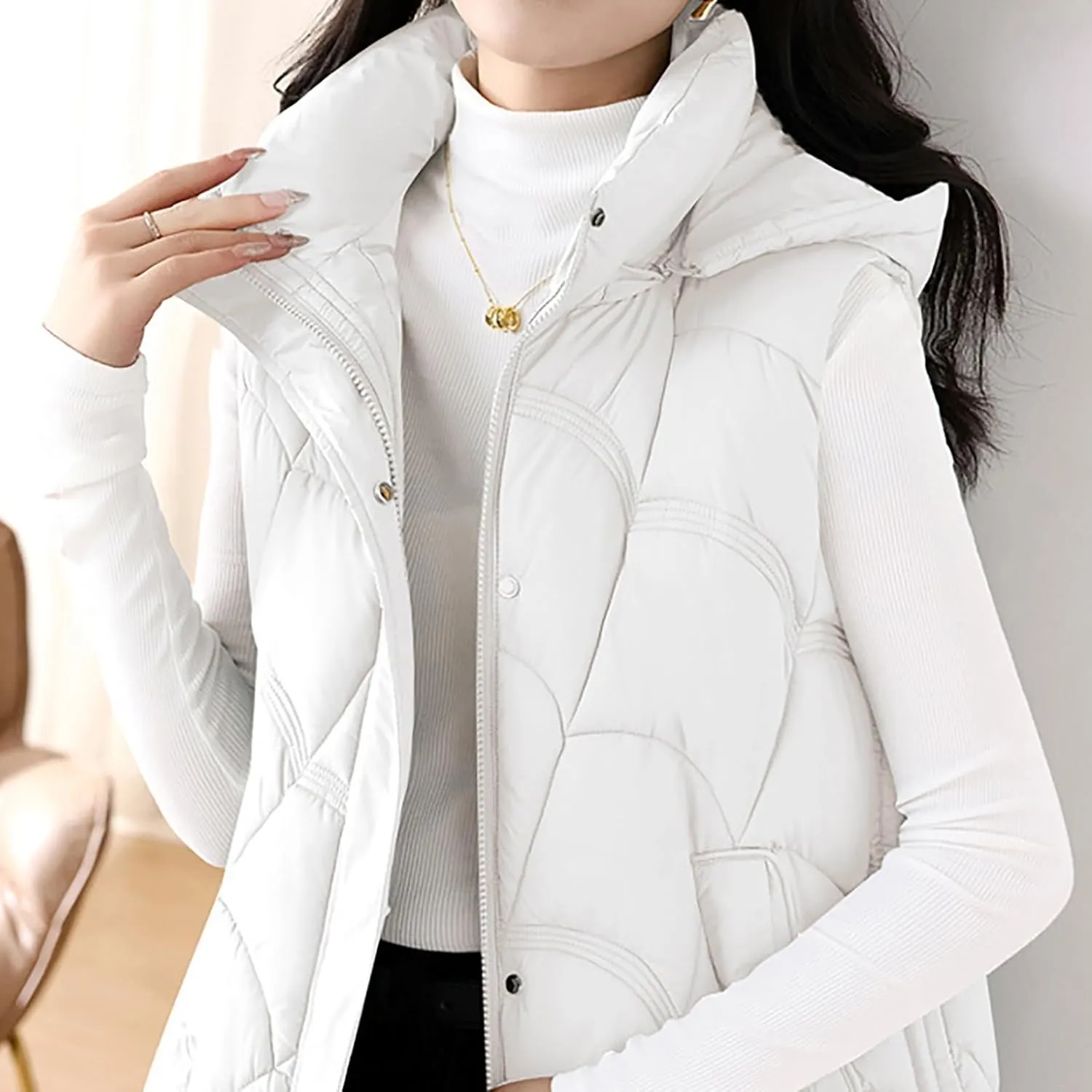 Women's Puffer Jacket Packable Quilted Lightweight Down Parka Plus Size Short Bubble Coat Light Winter Hooded Coat