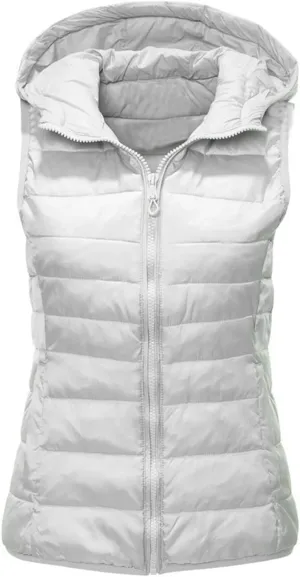 Womens Puffer Vest Sleeveless Puffy Jacket Packable Lightweight Down Vest Winter Down Waistcoat Casual Zip Up Outwear